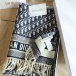 Dior Oblique Navy Blue Cashmere Scarf 200cm/79in