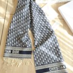 Dior Oblique Navy Blue Cashmere Scarf 200cm/79in
