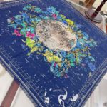 Dior Zodiac 90 Square Navy Blue Silk Twill Scarf 110cm/43in 15ZOD090I607_C540