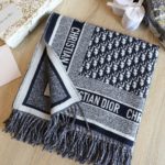 Dior Oblique Diortwin Square Dark Blue Silk Twill Scarf 150cm/71in