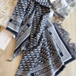 Dior Oblique Diortwin Square Dark Blue Silk Twill Scarf 150cm/71in