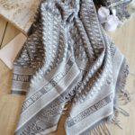 Dior Oblique Diortwin Square Gray and Navy Blue Silk Twill Scarf 150cm/71in