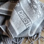 Dior Oblique Diortwin Square Gray and Navy Blue Silk Twill Scarf 150cm/71in