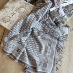Dior Oblique Diortwin Square Gray and Navy Blue Silk Twill Scarf 150cm/71in