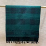 Dior Caro Patterns Dark Green and Black Wool Scarf 200cm/79in
