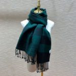 Dior Caro Patterns Dark Green and Black Wool Scarf 200cm/79in