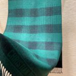 Dior Caro Patterns Dark Green and Black Wool Scarf 200cm/79in