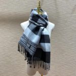 Dior Caro Patterns White and Black Wool Scarf 200cm/79in