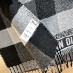 Dior Caro Patterns White and Black Wool Scarf 200cm/79in