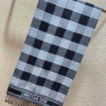 Dior Caro Patterns White and Black Wool Scarf 200cm/79in