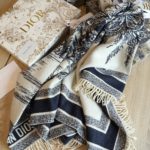 Dior Silk Square Ivory and Navy Blue Scarf 150cm/71in