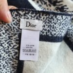 Dior Silk Square Ivory and Navy Blue Scarf 150cm/71in
