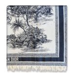 Dior Silk Square Ivory and Navy Blue Scarf 150cm/71in