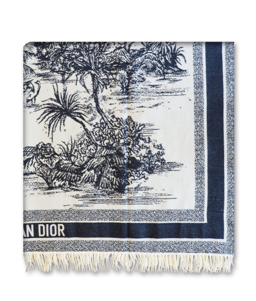 Dior Silk Square Ivory and Navy Blue Scarf 150cm/71in