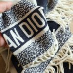 Dior Silk Square Ivory and Navy Blue Scarf 150cm/71in