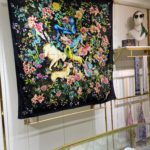 Dior Silk Cashmere Square Multicolor Flower in Black Scarf 140cm/55in