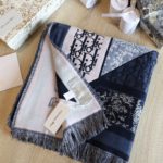 Dior Oblique Square Cashmere Navy Blue Scarf 150cm/59in