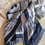 Dior Oblique Square Cashmere Navy Blue Scarf 150cm/59in