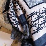 Dior Oblique Square Cashmere Navy Blue Scarf 150cm/59in