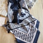 Dior Oblique Square Cashmere Navy Blue Scarf 150cm/59in