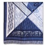 Dior Oblique Square Cashmere Navy Blue Scarf 150cm/59in