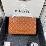 Chanel Large Classic Handbag Silver Hardware Brown For Women, Women's Handbags, Shoulder Bags 11.8in/30cm