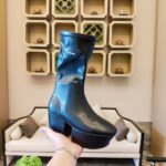 Prada Logo Platform Boots Black For Women 2.9in/7.5cm PRD 1wp148f070_f0002