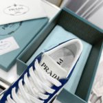 Prada Downtown Perforated Sneakers Blue/White For Women 1.2in/30mm PRD 2EE364_3LKG_F098Z