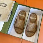 Gucci Men's GG Supreme Slide Sandal Brown And Beige For Men ‎624879