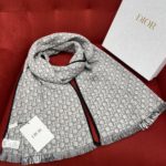Dior Oblique University Reversible Scarf Green Grey 79in/200cm