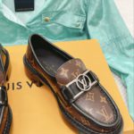 Louis Vuitton Women's Academy Loafer Silver Toned Hardware Brown For Women LV