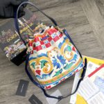 Dolce & Gabbana Print Crespo Bucket Bag Multicolor With Branded Plate For Women DG Bag