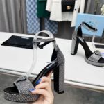 Prada Satin Platform Sandals With Crystals Black For Women 5.3in/135mm PRD 1XP53B_2AWL_F0T7O_F_135