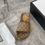 Gucci Men's Beige & Brown-GG Slide Sandals For Men 624695 H6320 9763