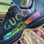 Gucci Men's Rhyton Sneakers With Iridescent Logo Black For Men 552851 DRW00 1000