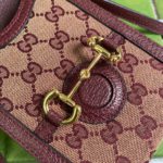 Gucci Horsebit 1955 Mini Bag Beige And Burgundy GG Supreme Canvas For Women  6.7in/17cm GG 625615F6B3G9865
