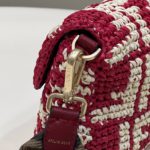 Fendi Baguette Red raffia back with crocheted FF Bag For Woman 15cm/6in
