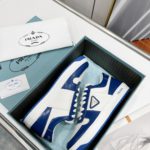 Prada Downtown Perforated Sneakers Blue/White For Women 1.2in/30mm PRD 2EE364_3LKG_F098Z