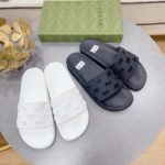 Gucci Men's Rubber GG Slide Sandals White For Men 573922 JDR00 9014