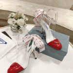 Prada Patent Sling-Back Pumps White/Red For Women 3.5/90mm PRD
