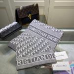 Dior Pompom Beanie & Scarf Set In Grey