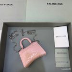 Balenciaga Hourglass Mini Handbag With Chain In Light Pink, For Women, Women's Bags 4.7in/12cm