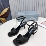 Prada Quilted Nappa Sandals Black For Women 2.6in/65mm PRD