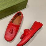 Gucci Men's Loafer With Driver Interlocking G Red For Men 624699