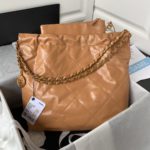 Chanel 22 Handbag Gold Hardware Shiny Camel For Women, Women's Handbags, Shoulder Bags 16.5in/38cm AS3261 B08037 NB356
