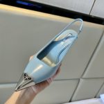 Prada Brushed Slingback Pumps Blue For Women 2.9in/75mm PRD