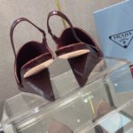 Prada Brushed Slingback Pumps Burgundy For Women 2.6in/65mm PRD