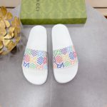 Gucci Men's GG Slide Sandal With Stars White For Men 407345