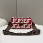 Fendi Baguette Red raffia back with crocheted FF Bag For Woman 15cm/6in
