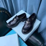 Prada Chocolate Sharp Brushed Pointed Loafers Black For Women 1.6in/40mm PRD 2DE131_055_F0002
